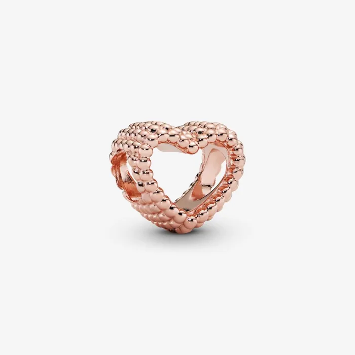 1 Bracelet2 Charms 99 Women Pandora Beaded Open Heart Charm Rose Gold Plated