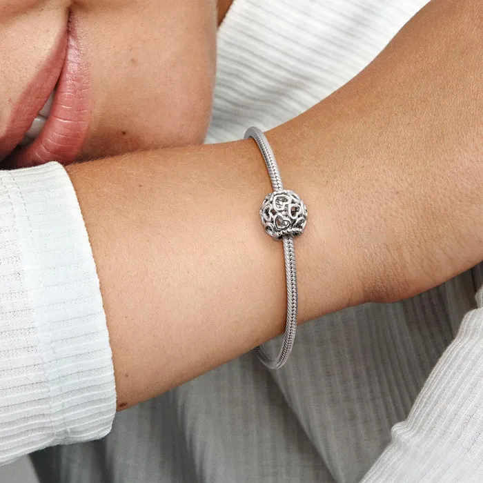 1 Bracelet2 Charms 99 Women Pandora Hearts All Over Charm Sterling Silver