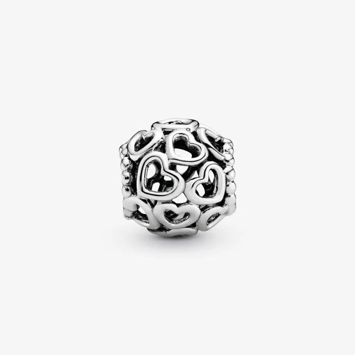 1 Bracelet2 Charms 99 Women Pandora Hearts All Over Charm Sterling Silver