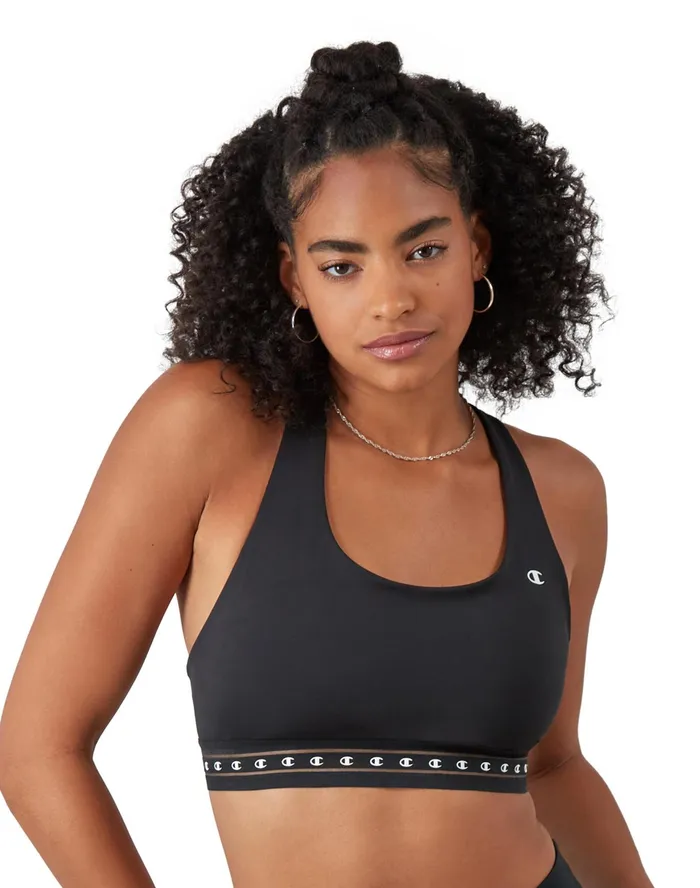 Absolute Sports Bra C Logo Black Women Champion Sports Bras and Bralettes