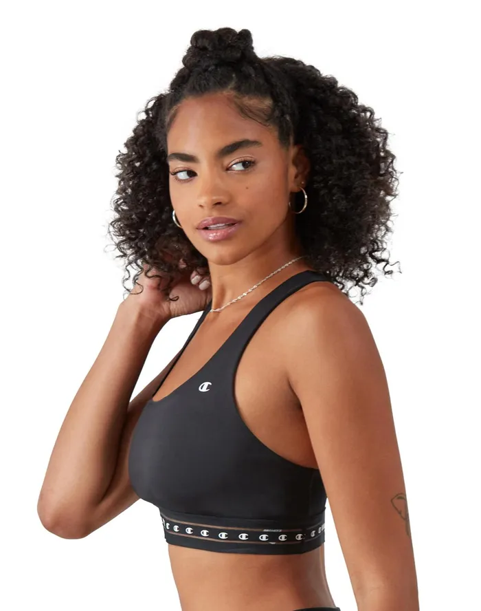 Absolute Sports Bra C Logo Black Women Champion Sports Bras and Bralettes