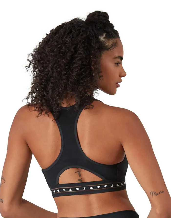 Absolute Sports Bra C Logo Black Women Champion Sports Bras and Bralettes