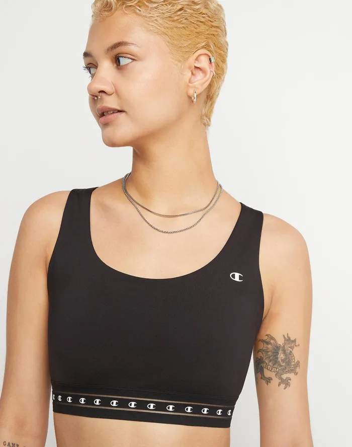 Absolute Sports Bra C Logo Black Women Champion Sports Bras and Bralettes
