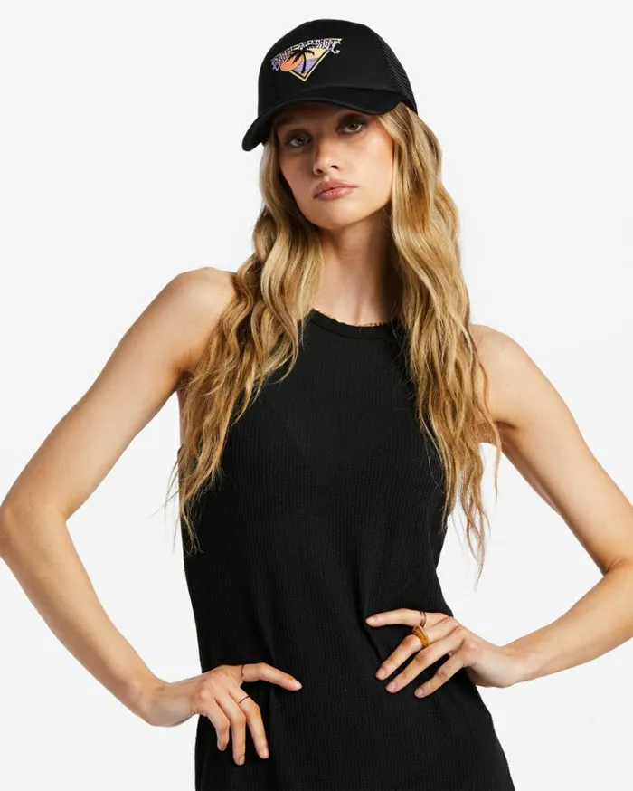 Across Waves Trucker Hat Black Sands 1 Women Billabong Hats and Beanies