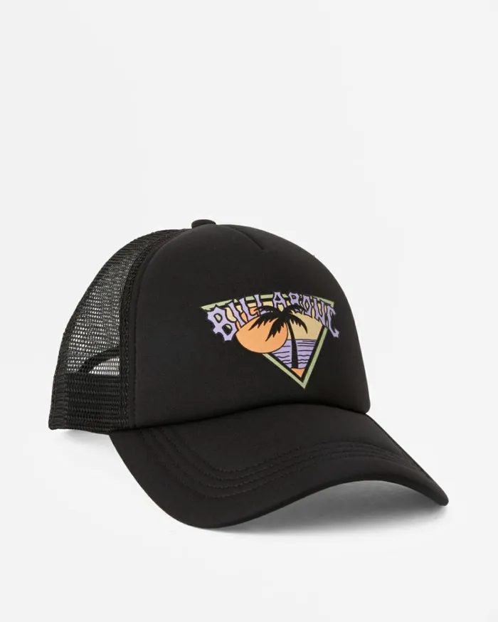 Across Waves Trucker Hat Black Sands 1 Women Billabong Hats and Beanies