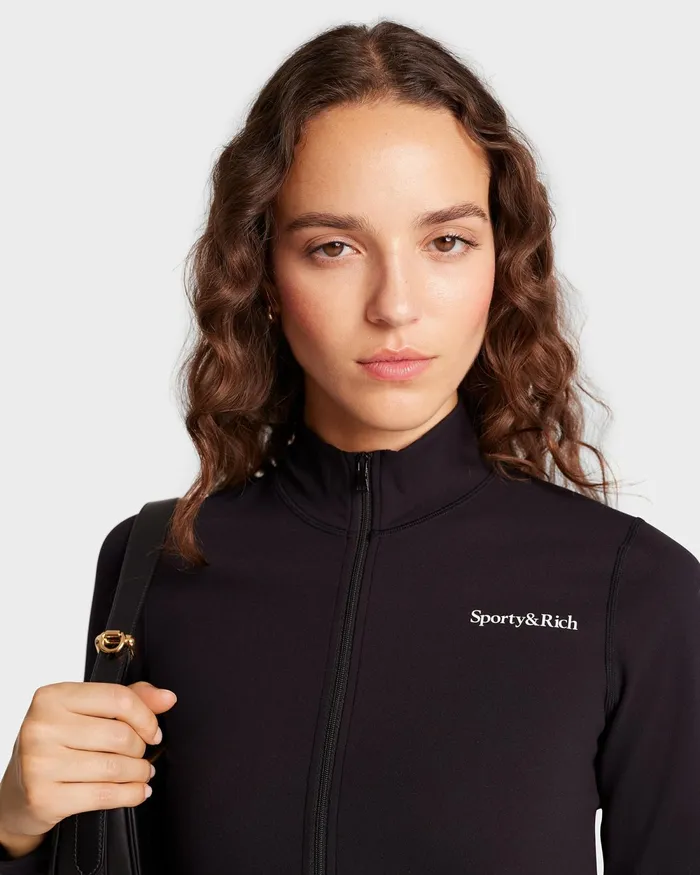 Activewear Women Sporty and Rich Serif Logo Sports Jacket 8211 BlackWhite