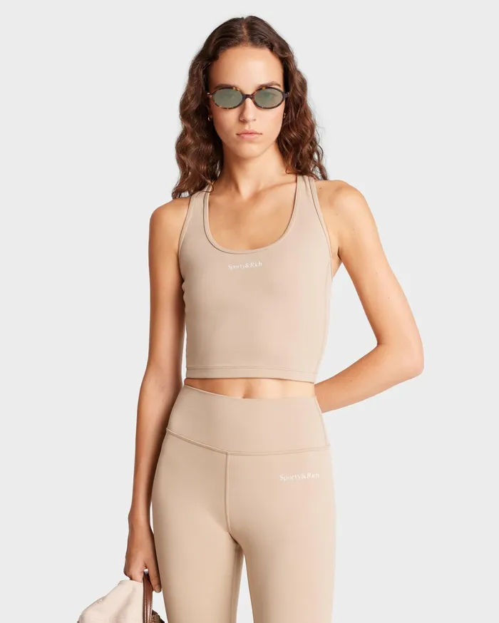 Activewear Women Sporty and Rich Serif Logo Sports Tank 8211 ElephantWhite