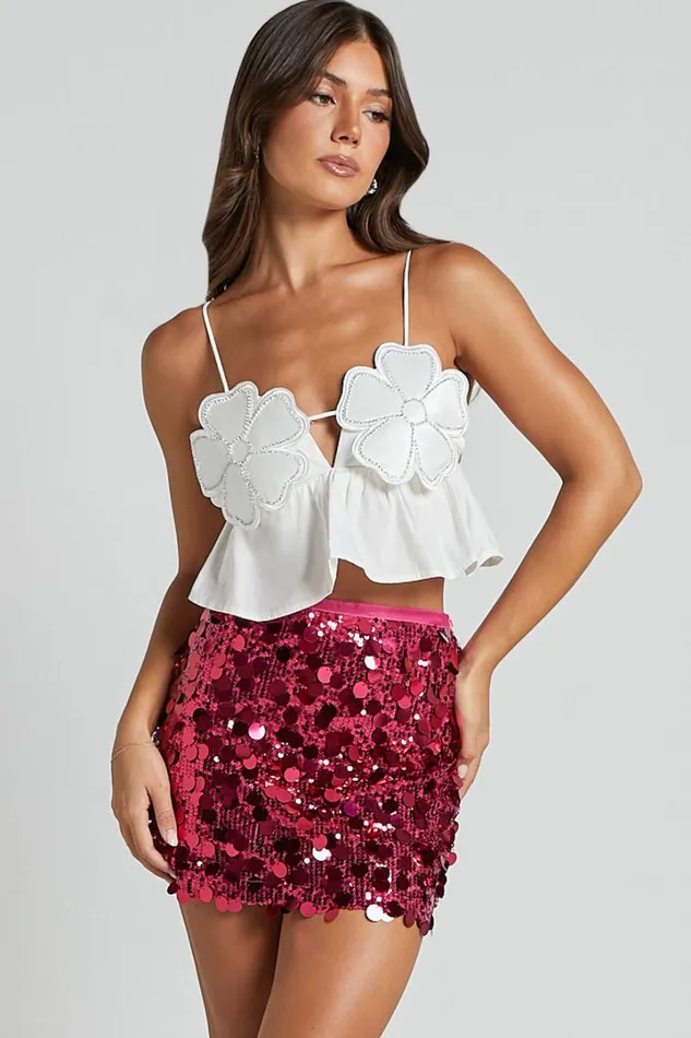 Adalene Mini Skirt 8211 Circle Sequin Bodycon Skirt In Pink Women Showpo Skirts