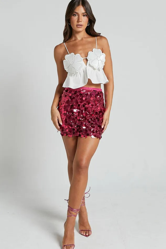 Adalene Mini Skirt 8211 Circle Sequin Bodycon Skirt In Pink Women Showpo Skirts