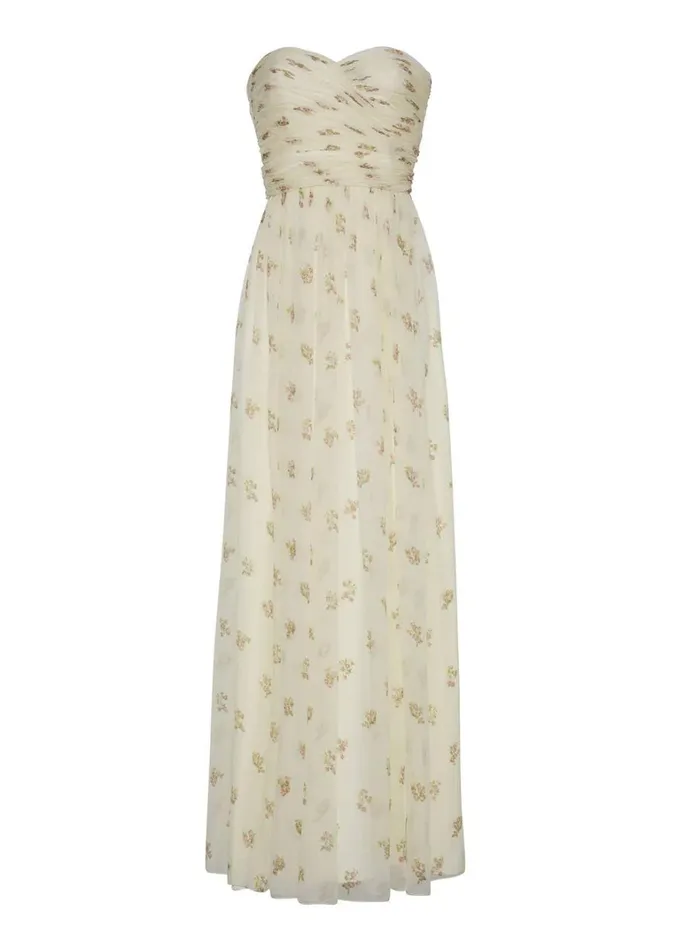 Adam Lippes Estelle Dress Pale Cream Floral Womens Dresses