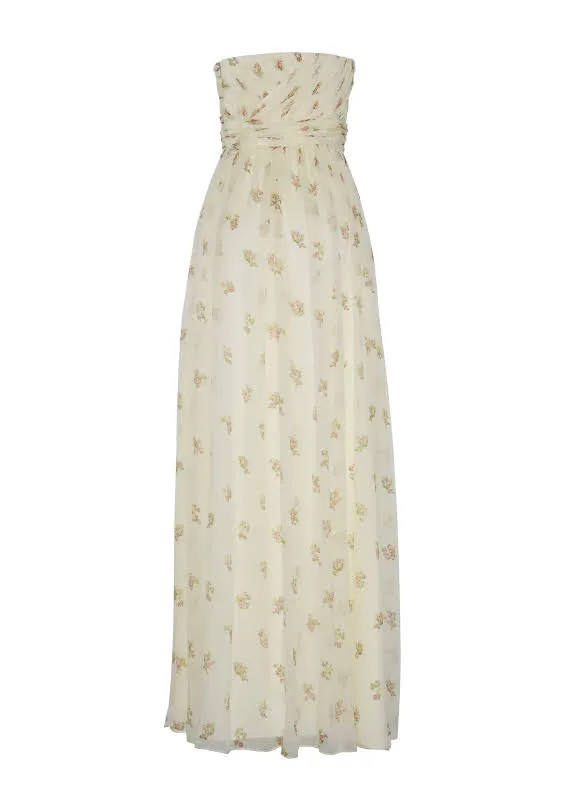 Adam Lippes Estelle Dress Pale Cream Floral Womens Dresses
