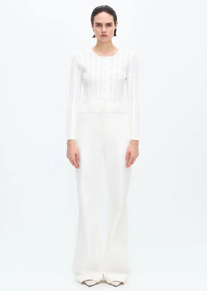Adam Lippes Faye Cardigan Ivory Womens Sweaters and Knitwear
