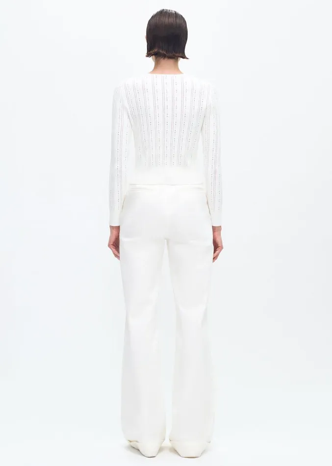 Adam Lippes Faye Cardigan Ivory Womens Sweaters and Knitwear