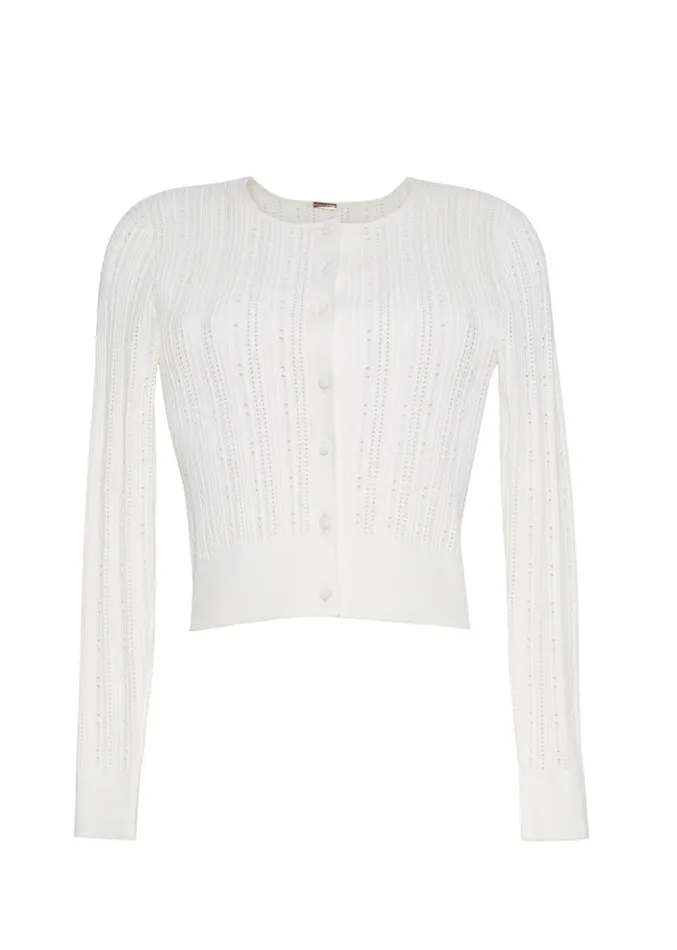 Adam Lippes Faye Cardigan Ivory Womens Sweaters and Knitwear