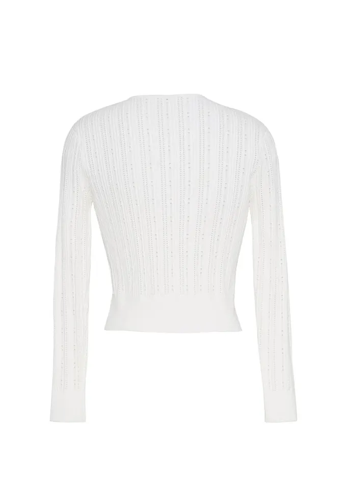 Adam Lippes Faye Cardigan Ivory Womens Sweaters and Knitwear
