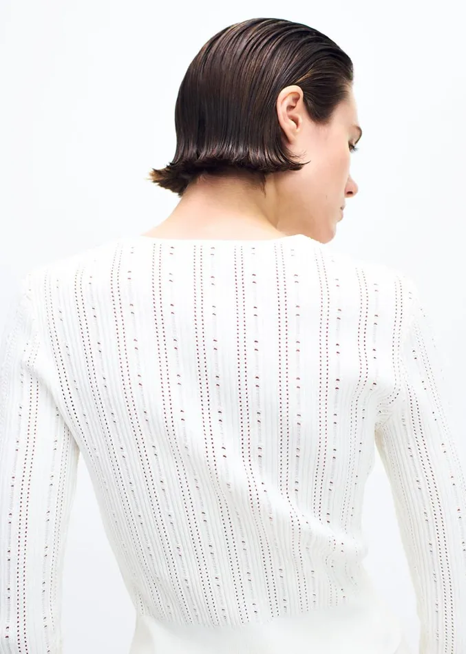 Adam Lippes Faye Cardigan Ivory Womens Sweaters and Knitwear