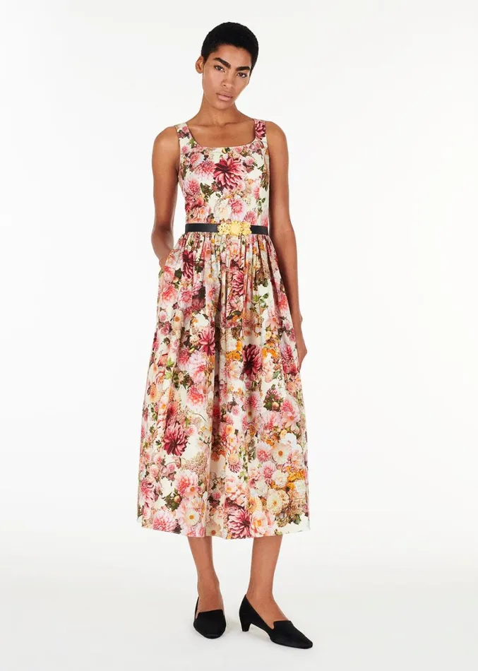 Adam Lippes Scoop Neck Dress Cream Multi Womens Dresses