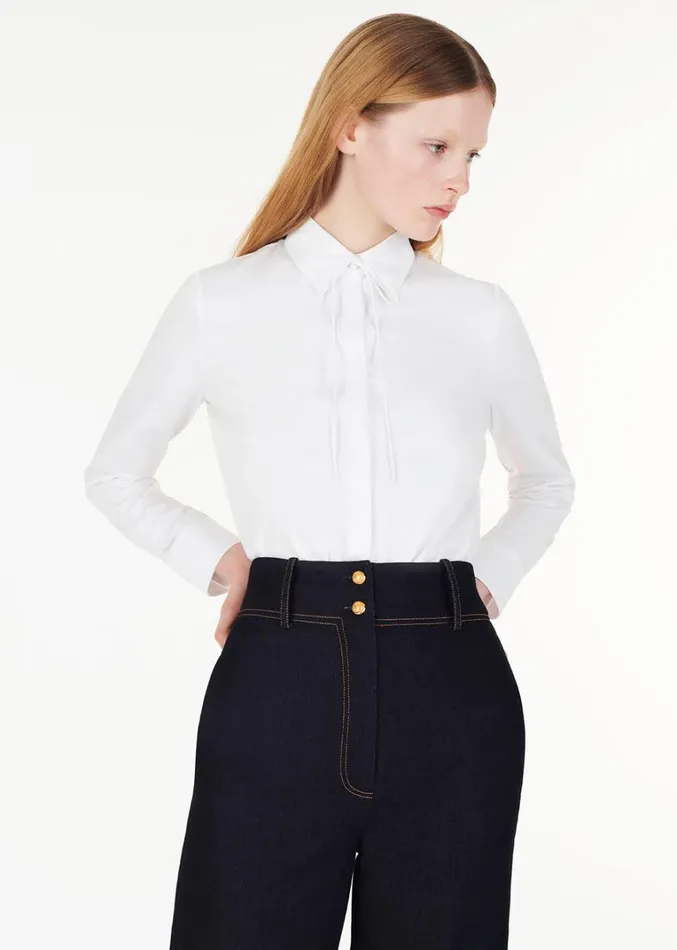Adam Lippes Shirt With Thin Bow White Womens Tops