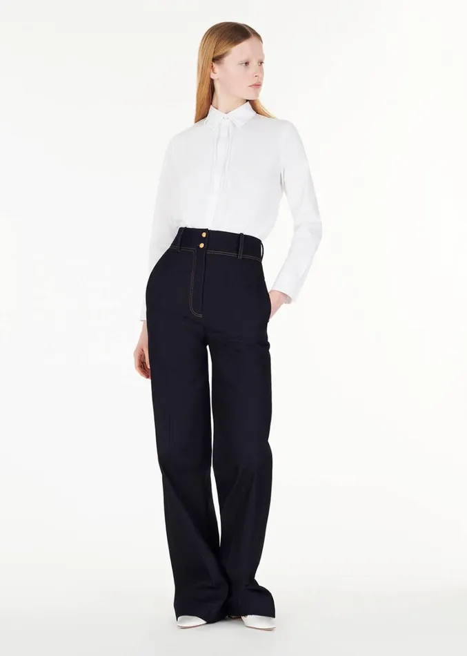 Adam Lippes Shirt With Thin Bow White Womens Tops