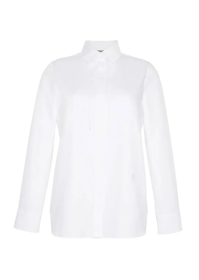 Adam Lippes Shirt With Thin Bow White Womens Tops