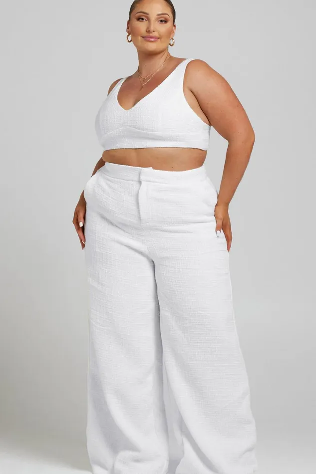 Adelaide Two Piece Set 8211 Crop Top And Wide Leg Pants Set In White Women Showpo Curve Clothes