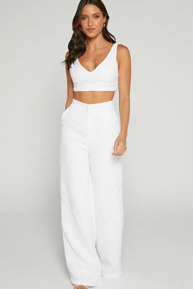 Adelaide Two Piece Set 8211 Crop Top And Wide Leg Pants Set In White Women Showpo Curve Clothes