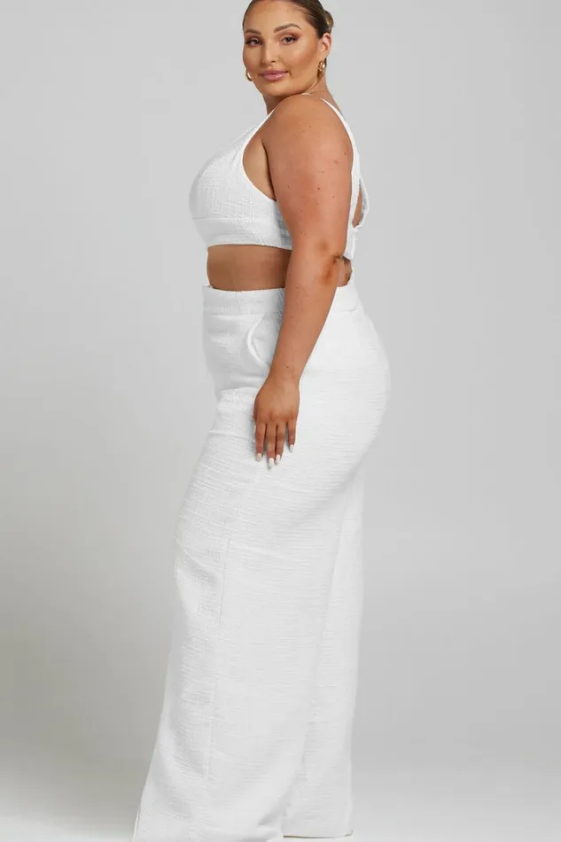 Adelaide Two Piece Set 8211 Crop Top And Wide Leg Pants Set In White Women Showpo Curve Clothes
