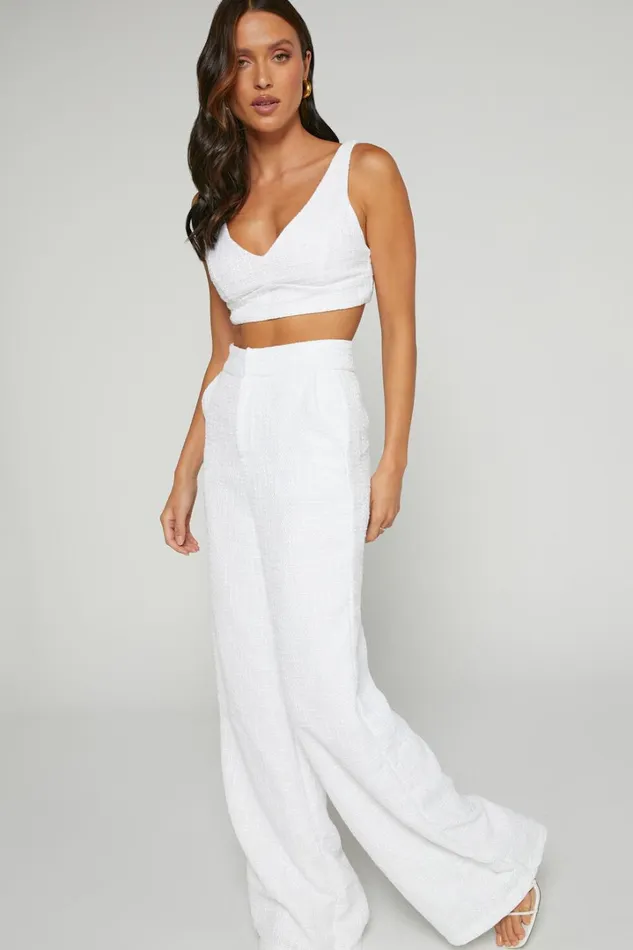 Adelaide Two Piece Set 8211 Crop Top And Wide Leg Pants Set In White Women Showpo Curve Clothes