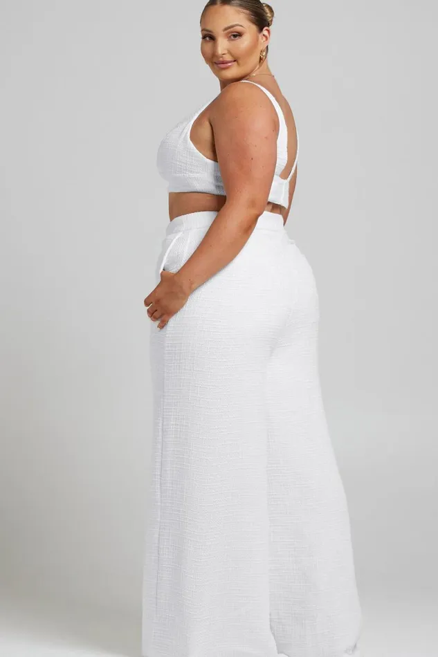 Adelaide Two Piece Set 8211 Crop Top And Wide Leg Pants Set In White Women Showpo Curve Clothes