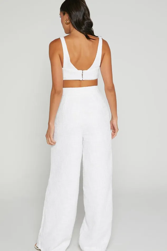 Adelaide Two Piece Set 8211 Crop Top And Wide Leg Pants Set In White Women Showpo Curve Clothes