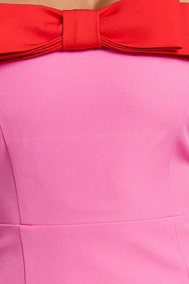 Adora Mini Dress 8211 Strapless Bow Detail Split Dress In Frost Pink Women Showpo Curve Clothes