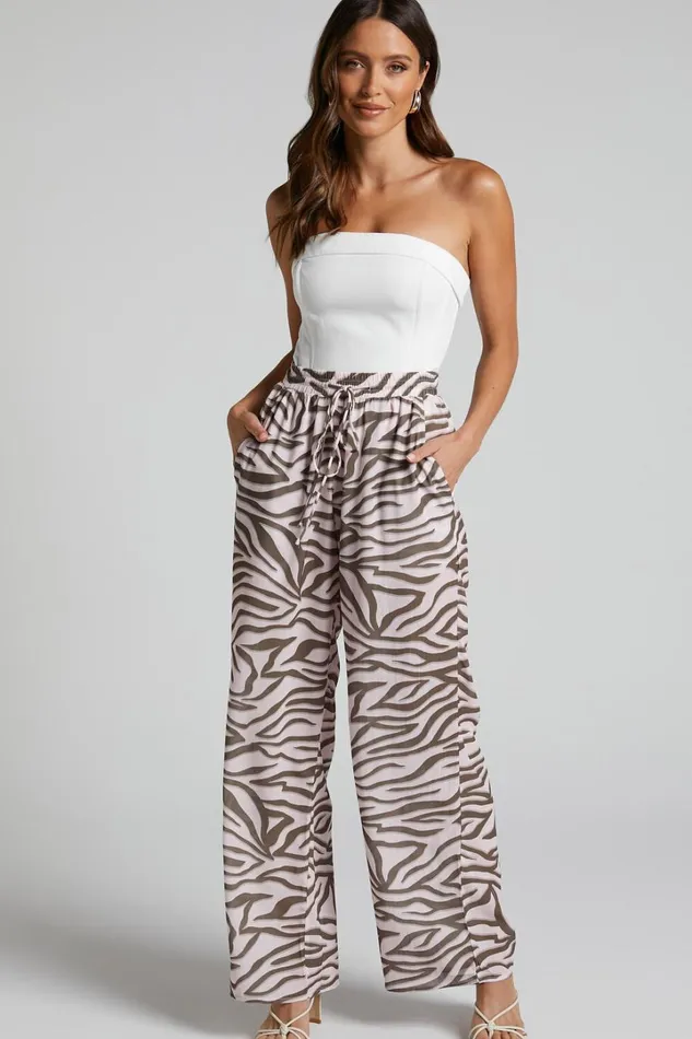 Aegir Pants 8211 Mid Rise Relaxed Straight Leg Pants In Wild Zebra Women Showpo Pants