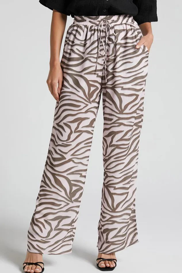 Aegir Pants 8211 Mid Rise Relaxed Straight Leg Pants In Wild Zebra Women Showpo Pants