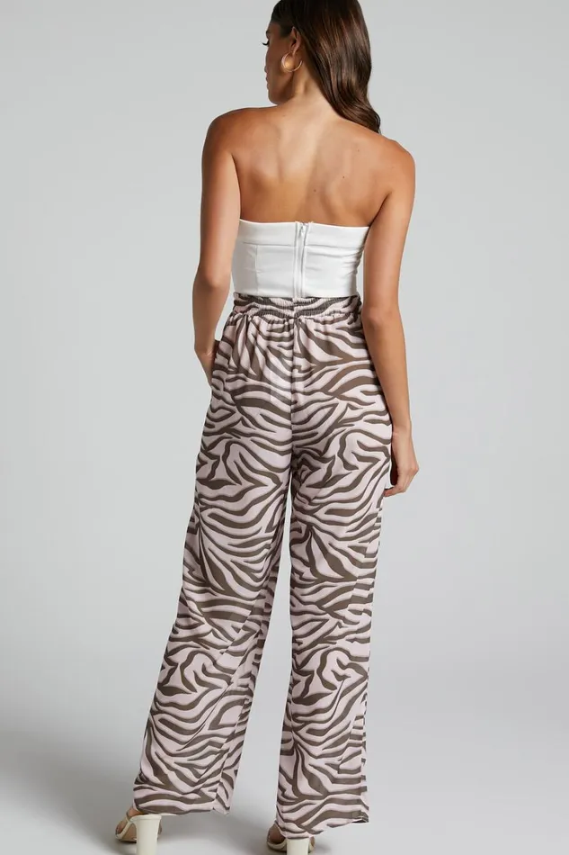 Aegir Pants 8211 Mid Rise Relaxed Straight Leg Pants In Wild Zebra Women Showpo Pants