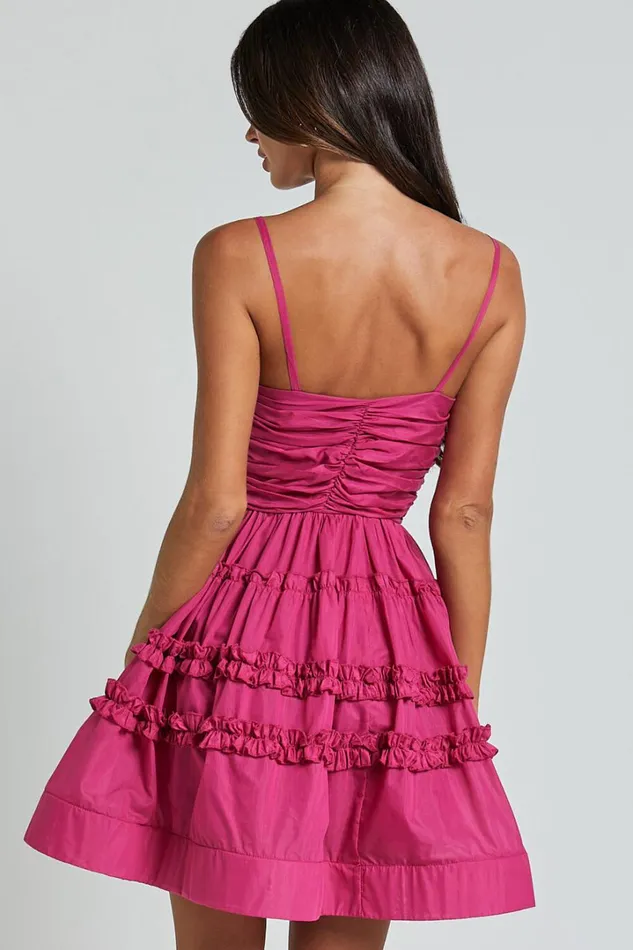 Ailia Mini Dress 8211 Strappy Empire Waist Tiered Dress In Pink Women Showpo Dresses