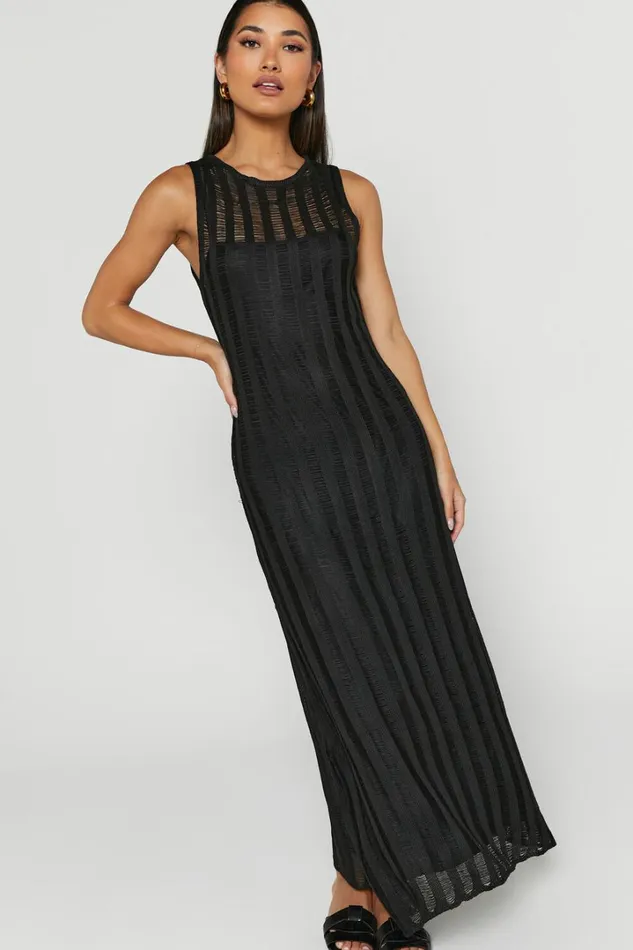 Aimee Midi Dress 8211 Sleeveless Flared Knit Dress In Black Women Showpo Dresses