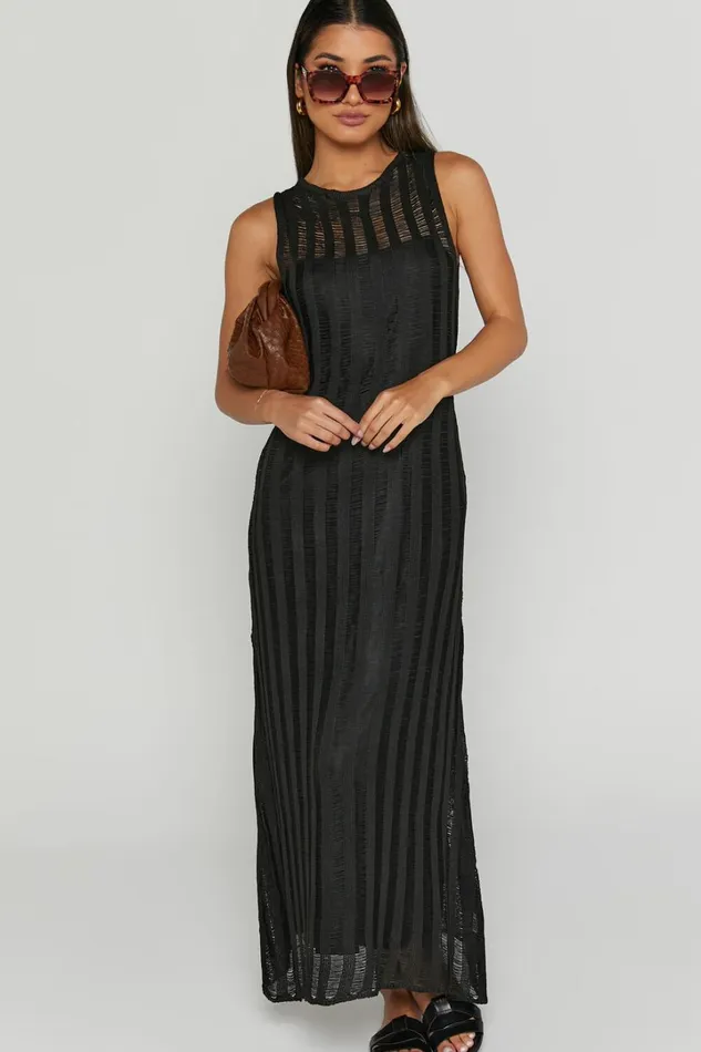 Aimee Midi Dress 8211 Sleeveless Flared Knit Dress In Black Women Showpo Dresses