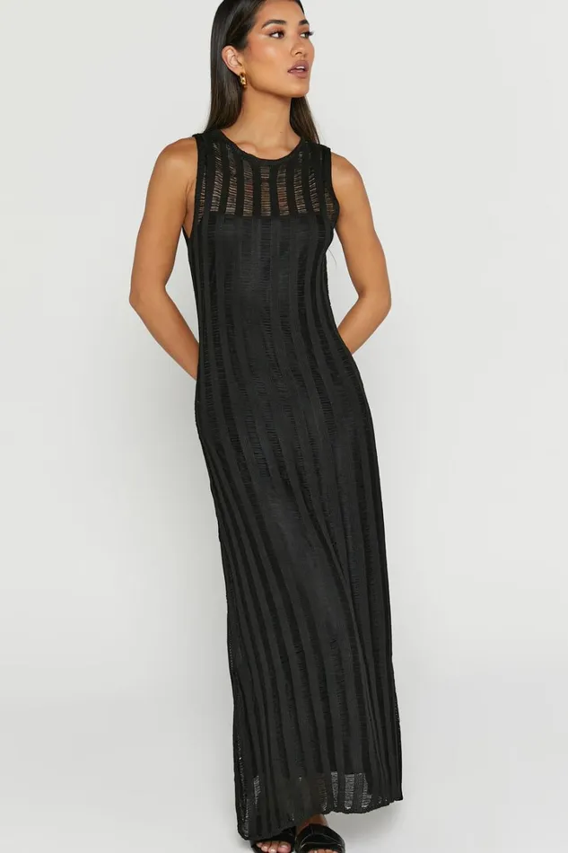 Aimee Midi Dress 8211 Sleeveless Flared Knit Dress In Black Women Showpo Dresses