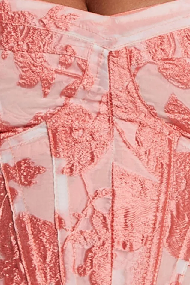 Aislin Top 8211 Puff Sleeve Sweetheart Jacquard Corset In Apricot Women Showpo Tops