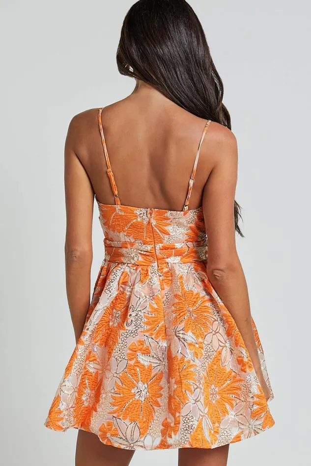 Alena Mini Dress 8211 Sweetheart Sleeveless Cut Out Front Dress In Orange Women Showpo Dresses