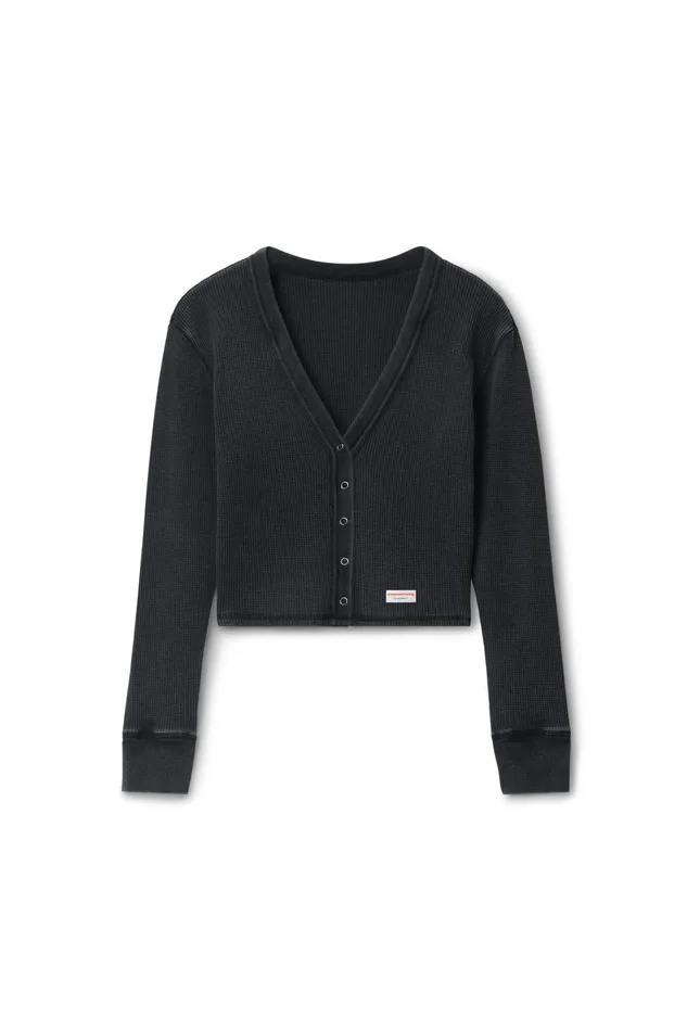 Alexander Wang Bodywear Cardigan In WaffleKnit Cotton Stretch
