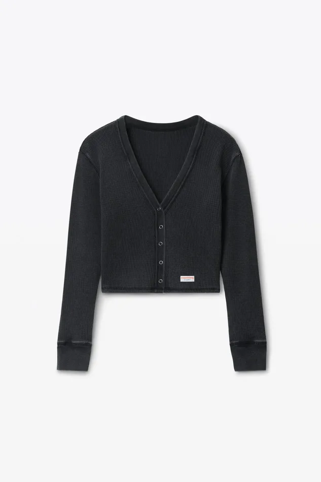 Alexander Wang Bodywear Cardigan In WaffleKnit Cotton Stretch