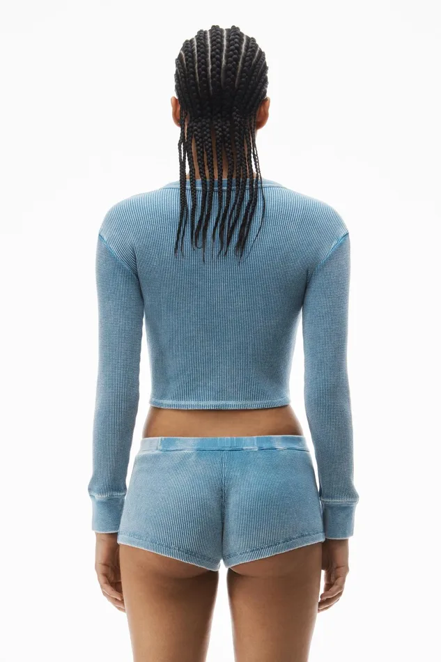 Alexander Wang Bodywear Cardigan In WaffleKnit Cotton Stretch