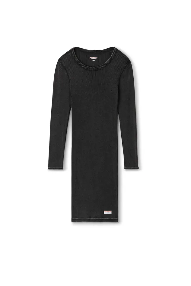 Alexander Wang Bodywear Long Sleeve Loungewear Dress In Ribbed Cotton