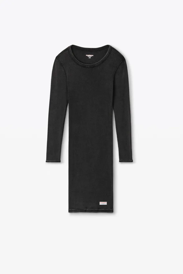 Alexander Wang Bodywear Long Sleeve Loungewear Dress In Ribbed Cotton