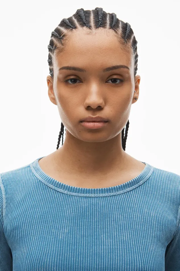 Alexander Wang Bodywear Long Sleeve Loungewear Dress In Ribbed Cotton