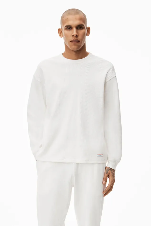 Alexander Wang Bodywear Unisex Long Sleeve In Cotton Waffle Thermal