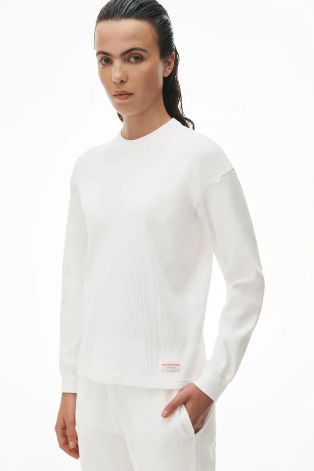 Alexander Wang Bodywear Unisex Long Sleeve In Cotton Waffle Thermal