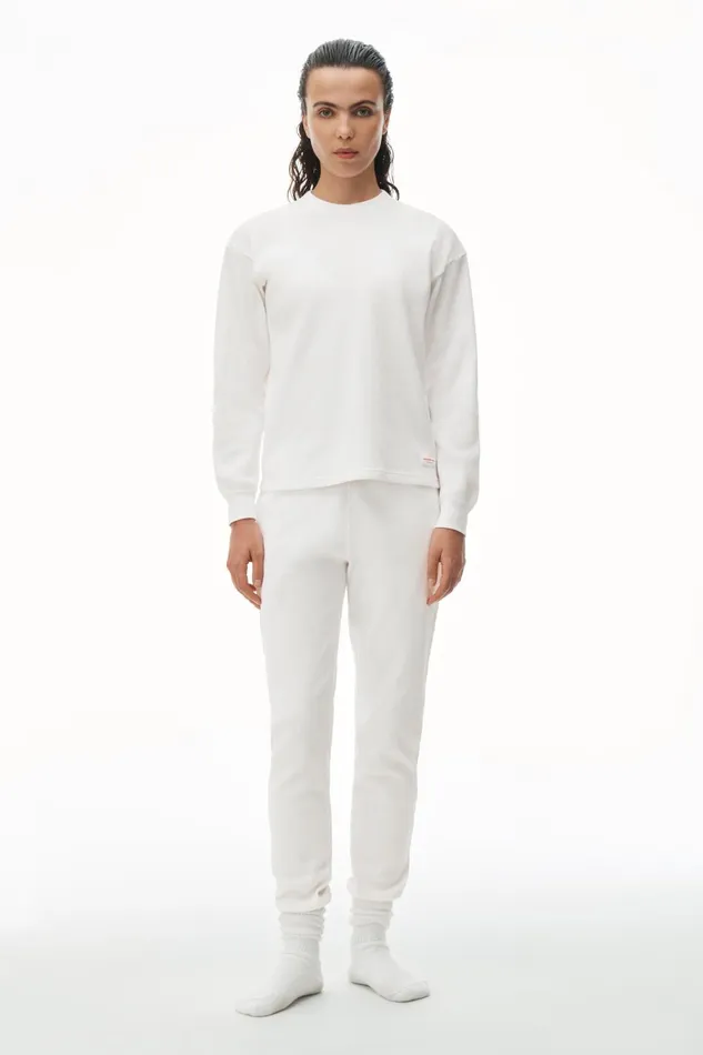 Alexander Wang Bodywear Unisex Long Sleeve In Cotton Waffle Thermal