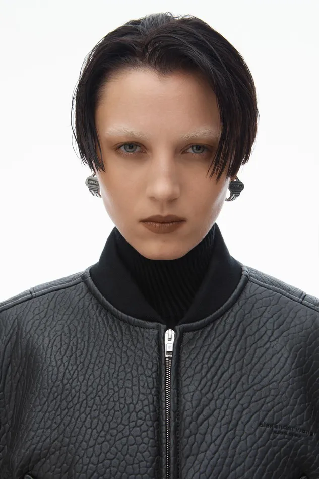 Alexander Wang Jackets Cropped Bomber Jacket In Primal Lambskin Leather 8211 Women